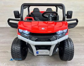 Carro elétrico para crianças Todo terreno Pick-up Racing 24V 2.4G, Rodas Borracha, Assento Couro sintético Vermelho