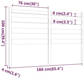 Cabeceira de cama 166x4x100 cm pinho maciço cinzento