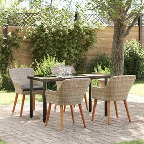 vidaXL Conjunto de sala de jantar 5 pcs Cinza claro e preto