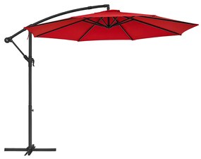 Guarda-sol Ø 300 cm com suporte Proteção UV até UPF 50+ Vermelho