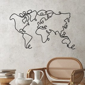 Acessório Decorativo de Parede World Map – Preto – 120 x 70 x 1,5 cm