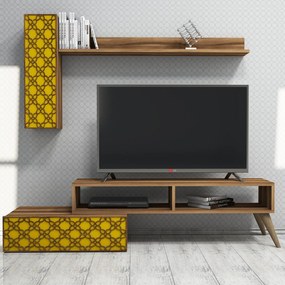 Móvel TV Planet – Nogal e Amarelo – 150x37,8x37,2 cm