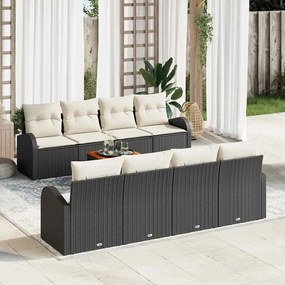 vidaXL Conjunto de Sofá de Jardim com almofada 9 pcs Preto vime PE