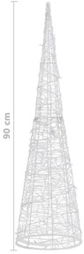 Pirâmide iluminação decorativa LEDs acrílico 90 cm branco frio