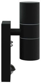 Luzes de Parede com Sensor 2 pcs Preto Aço Inoxidável IP44