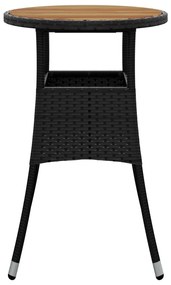 Mesa de jardim Ø60x75 cm madeira de acácia e vime PE preto