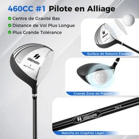 Conjunto completo de tacos de golfe para destros femininos com bolsa de transporte preta