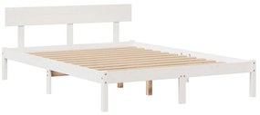 Cama com estante sem colchão 140x190 cm pinho maciço branco