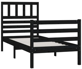 Estrutura cama de solteiro 90x200 cm madeira maciça preto