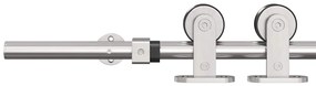 Kit ferragens p/ porta deslizante 183cm aço inoxidável prateado