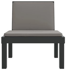 3 pcs conjunto lounge de jardim com almofadões PP antracite