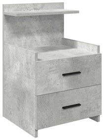 Mesas de cabeceira 2 peças com 2 gavetas cinza concreto 40x36,5x62 cm