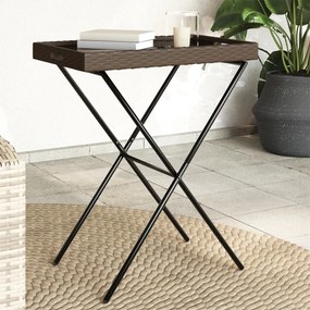 vidaXL Mesa bandeja dobrável 65x40x75 cm vime PE castanho