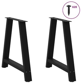 Pés para mesa de jantar em formato A, 2 peças, preto, 70x(72-73) cm, a