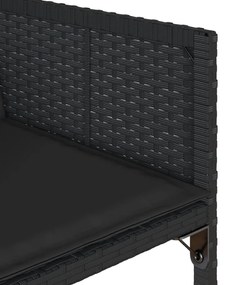 17 pcs conjunto de jantar p/ jardim c/ almofadões vime PE preto