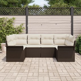 Conjunto de Sofá de Jardim vidaXL 6 Peças com Almofadas Rattan Castanh