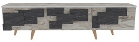 Móvel TV 3D – Branco Mármore – 160x45x35 cm