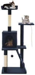 vidaXL Árvore p/ gatos c/ postes arranhadores sisal 120 cm azul escuro