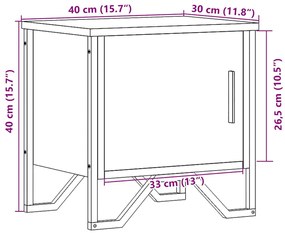 Mesa cabeceira 2pcs 40x30x40cm derivado madeira carvalho fumado