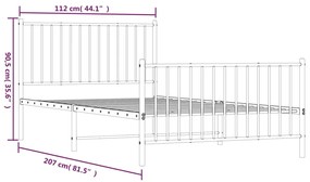 Estrutura de cama com cabeceira e pés 107x203 cm metal preto