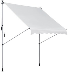 Outsunny Toldo Manual Retrátil 200x150 cm com Manivela de Alumínio Ângulo Ajustável Proteção Solar para Varanda Jardim Pátio Branco