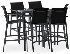 vidaXL 7 pcs conjunto de bar para jardim preto