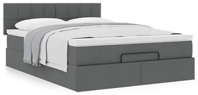 Cama otomana com colchão 140x200 cm tecido cinzento escuro
