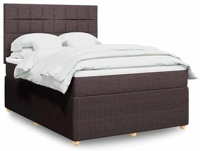 Cama com molas/colchão 140x200 cm tecido castanho-escuro