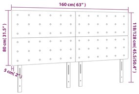 Cabeceira de cama c/ LED tecido 160x5x118/128 cm cinza-escuro