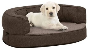 Cama para cães ergonómica 60x42cm aspeto linho pelúcia castanho