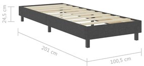 Cama boxspring 100x200 cm tecido cinzento