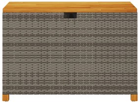 Caixa arrumação jardim 110x55x63 cm vime PE/acácia maciça cinza