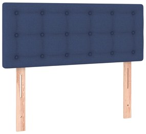 Cama box spring c/ colchão e LED 90x200 cm tecido azul