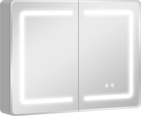 HOMCOM Armário espelhado para banheiro com iluminação LED, 60 x 80 cm, armário de banheiro com antiembaçamento, dimável em 3 níveis | Aosom Portugal