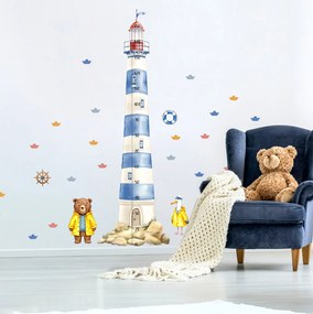 Autocolante de parede para crianças - Farol com medidor de crescimento