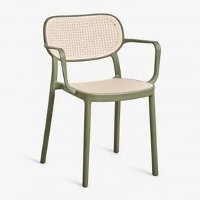 Pack De 4 Cadeiras De Jantar Empilháveis Com Braços Em Polipropileno Omara Verde Azeitona Intenso - Sklum