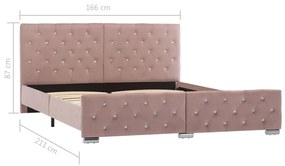 Estrutura de cama 160x200 cm veludo rosa