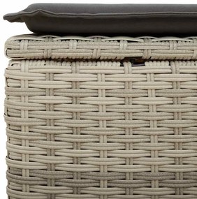 4 pcs conj. sofás jardim c/ almofadões vime PE cinzento-claro