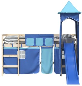 Cortinas para cama elevada com torre poliéster azul