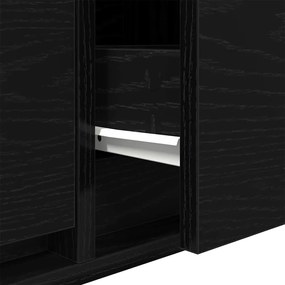 Armário de TV vidaXL Preto Carvalho 100x31x25,5 cm Madeira de engenhar