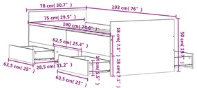 Estrutura de cama c/ painéis de cabeceira e pés cinzento sonoma