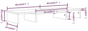 Suporte para monitor 80x24x10,5 cm madeira pinho maciça branco