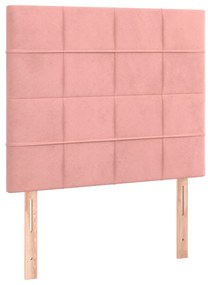 Cama box spring c/ colchão/LED 80x200 cm veludo rosa