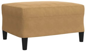 3 pcs conjunto de sofás com almofadões e rolos veludo castanho