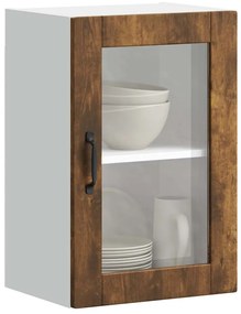 vidaXL Armário de parede de cozinha porta vidro Porto carvalho fumado