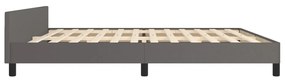 Estrutura cama c/ cabeceira 200x200cm couro artificial cinzento