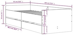 Estrutura de cama com gavetas 90x200 cm cinzento sonoma
