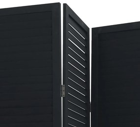 Biombo com 3 painéis madeira de paulownia maciça preto