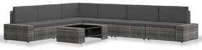 7 pcs conjunto lounge de jardim vime PE cinzento