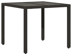 5 pcs conjunto bistrô de jardim c/ almofadões vime PE preto
